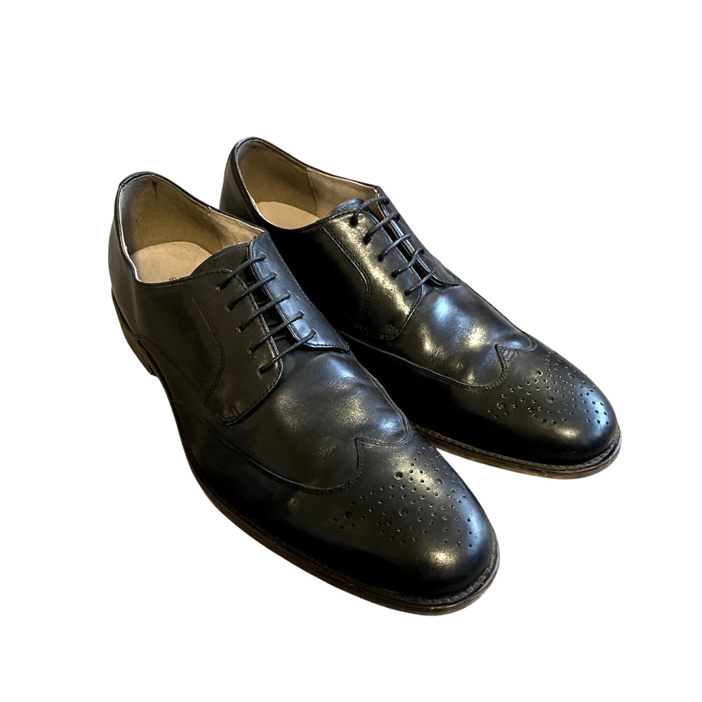Banana Republic 11.5 Liam Wingtip Oxford Dress Shoes $168 LEATHER Lace Up Black